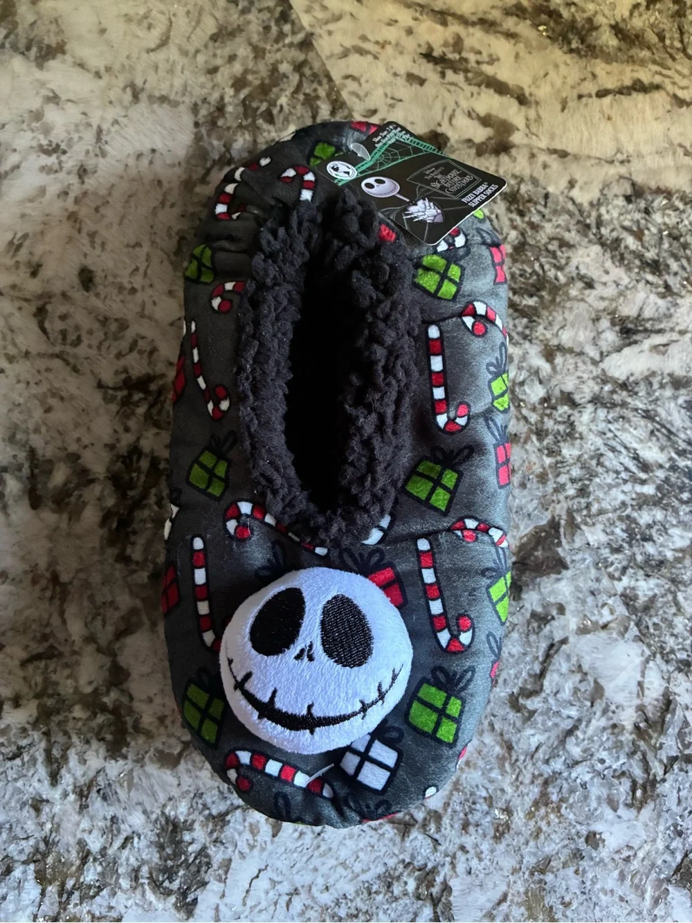 Disney The Nightmare Before Christmas Jack Skellington Fuzzy Babba Slipper Socks